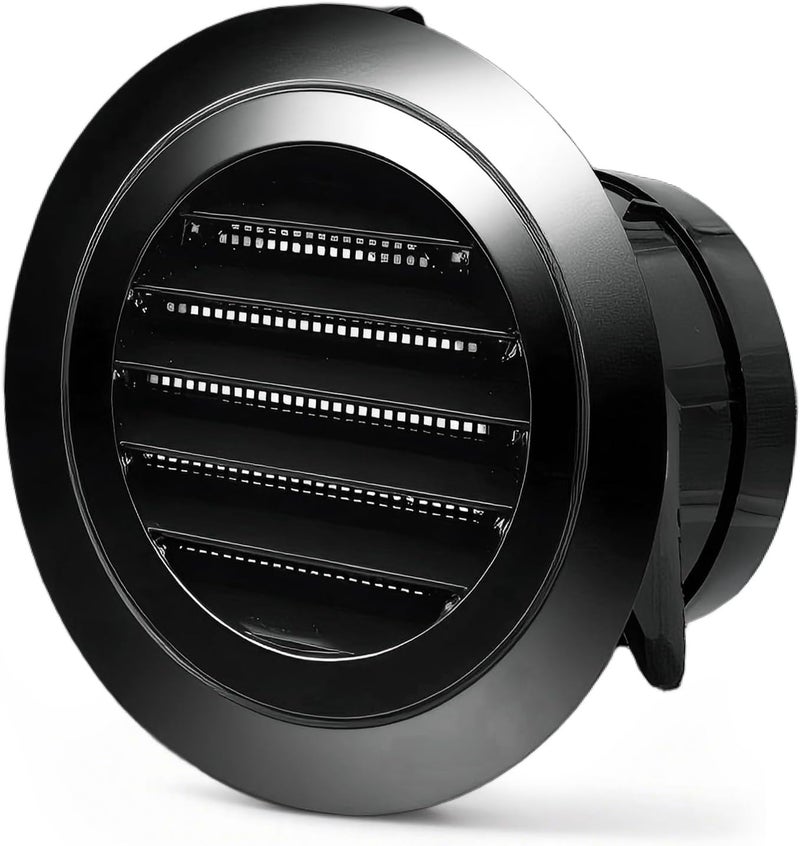 ZZHypGr 3inch Soffit Vent for Exhaust Fan with Built-in Mesh Screen, Black Round Soffit Exhaust Vent Cover ABS Louver Grille Cover, Dryer Vent for Bathroom Office Kitchen - Image 1